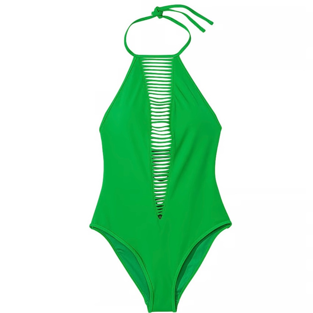 Victoria's Secret Green Halter One Piece with Ladder Cutout